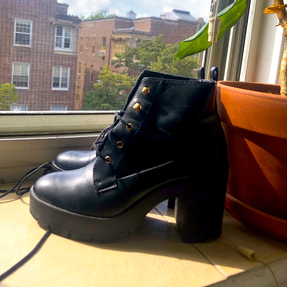 Faux leather lace up booties